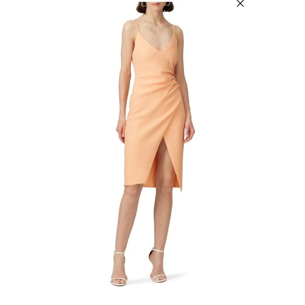 Black Halo Light Orange Bowery Midi Sheath Dress